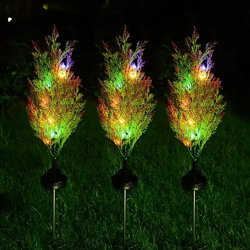 1pc colourful solar pine tree lights, outdoor solar christmas holiday decoration lawn lights, garden access landscape lights