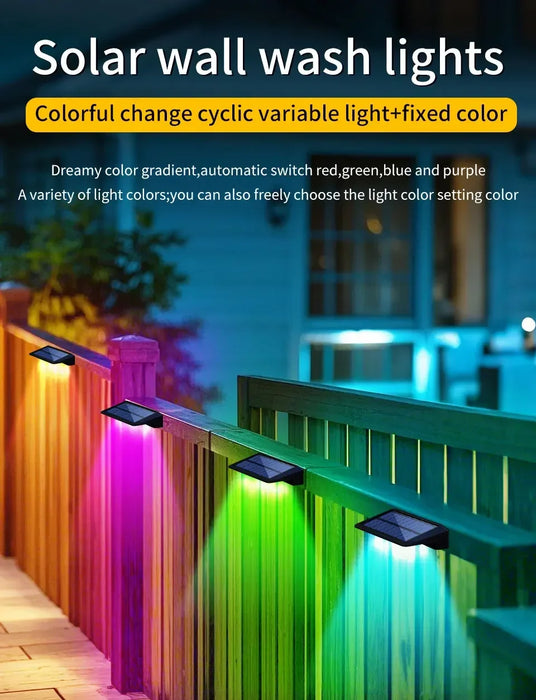 LED Solar Lights Outdoor Wall Lights 2pcs Wall lamp  Waterproof Solar Deck Light Garden Decor Solar Lamp Fence Post Yard Pathway