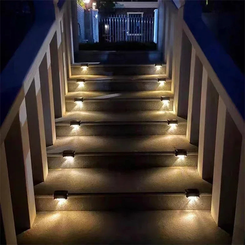 Solar Deck Lights 4 PacK Outdoor Step Lights Waterproof Led Solar Lamp for Railing Stairs Step Fence Yard Patio and Pathway