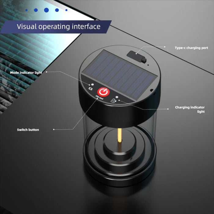 Solar Camping Light Tent Lights Rechargeable LED Solar Night Light 5 Modes Ornament Outdoor Weddings Celebrations Picnics Campin