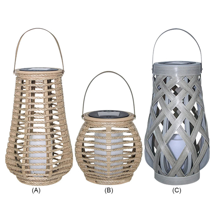 Outdoor Solar Lantern IP44 Waterproof Solar Hanging Lantern Light Outside Big Rattan Solar Light for Yard Garden Home Decoration