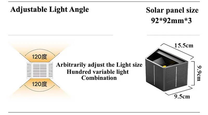 Solar Wall Lights Outdoor Garden Lighting External Solar Powered Led Outdoor Lamp Wall Sconces Yard and Garden Decors Decoration
