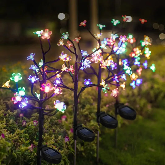 1~4 pcs LEDs Solar Flower Light Outdoor for Garden Decoration RGB Fairy Light Solar Powered Decor Lights for Landscape Backyard