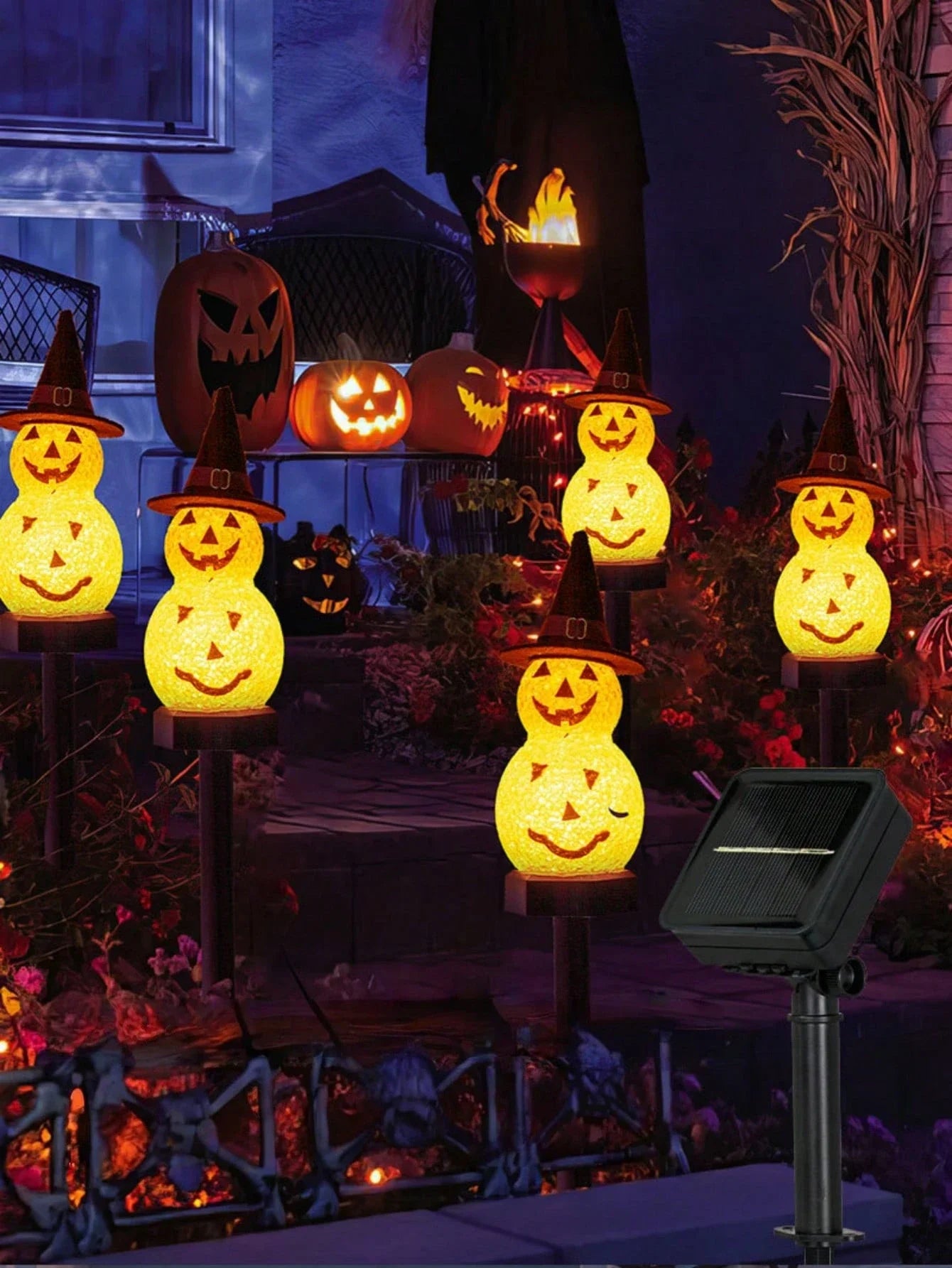 1PC, Halloween Pumpkin Lawn Solar Light, Decorative Light, Suitable for Halloween Outdoor Decoration, Garden, Lawn