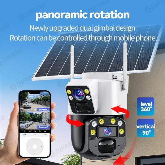 Yoosee Solar Camera 4G Sim Card CCTV Wireless 4G Solar CCTV Dual Lens Dual Screen Auto Tracking External 4G Sim Security Camera