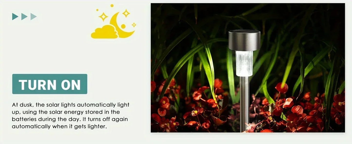 LED Solar Pathway Lawn Lights Outdoor IP65 Waterproof Lantern Decoration Lamps for Garden Walkway Path Driveway Patio Yard Lawn