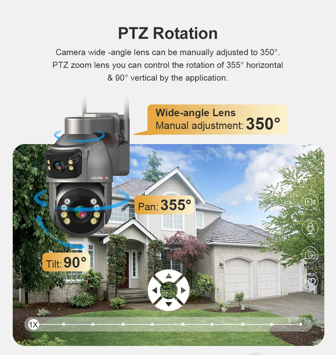 LS VISION 8MP 24/7 Video Recording AOV 4G Solar Camera Dual Screens Outdoor 20X Optical Zoom 50m Detection Distance CCTV Cameras