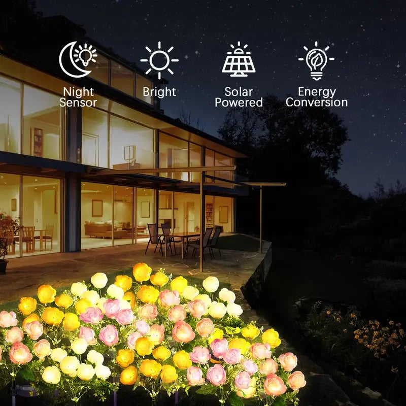Solar Flower Light Camellia Buds Garden Flower Lights Outdoor Landscape Lighting for Home Yard Patio Path Lawn Decorative Lamp