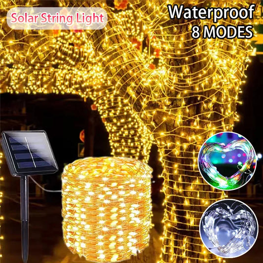 Solar String Fairy Light Ultra Long Outdoor Festoon LED Copper Waterproof Christmas Garland Decoration Garden Solar Lamp Decor