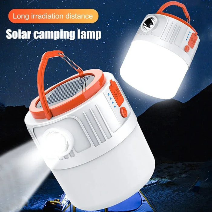 Solar Light Bulb Camping light LED Solar USB Rechargeable 5Lighting Modes Flashlight Tent Hanging Bulb for Outdoor Emergency ﻿