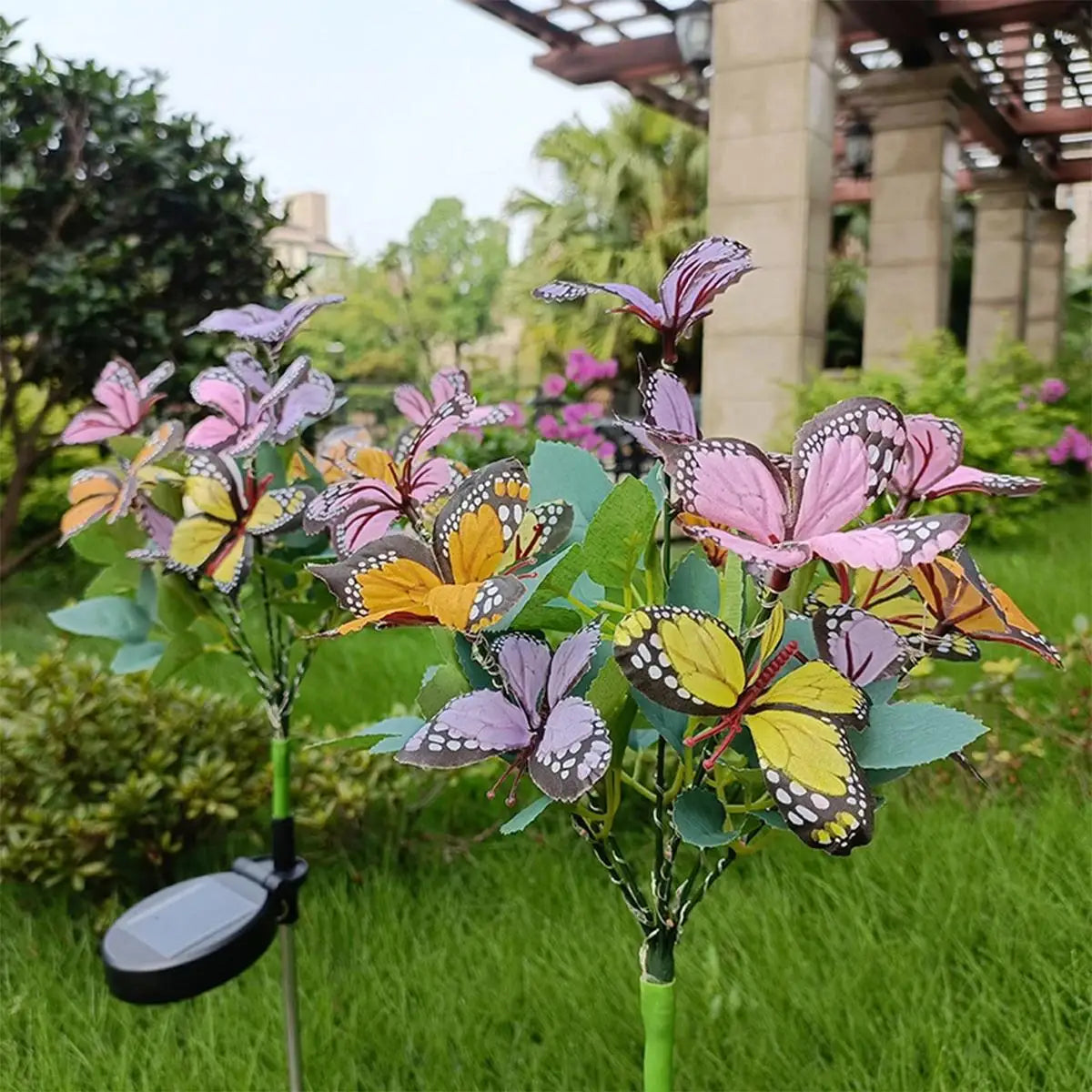 Solar Led Butterfly Flower Light Lights For Decoration Outdoor Panel Fence Lighting Garden Waterproof Landscape With Lawn Ground