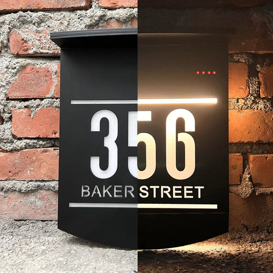 Personalized Solar House Sign Acrylic Plaque LED Customized Address Plaque Outdoor Street Name Solar House Number Sign