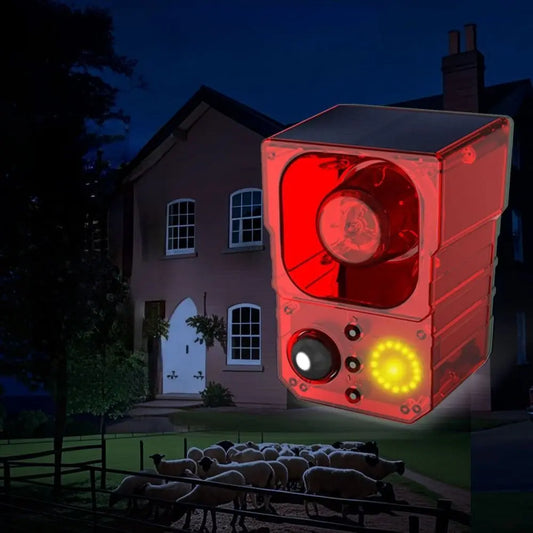 Solar Energy Solar Powered Alarm Dog's Bark Audible and Visual Alarm Solar Powered Alarm Light Infrared Sound Recording
