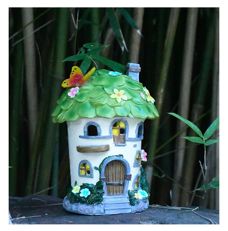 Solar Resin Cabin Christmas Outdoor Courtyard Garden Decoration Led Nightlight Fairy Tale Atmosphere Creative Ornament