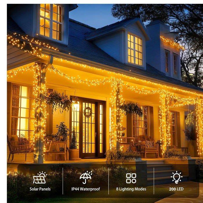LED Solar String Lights 7/12/22M 8 Lighting Modes Waterproof Fairy Lights for Outdoor Garden Christmas Party Decorations