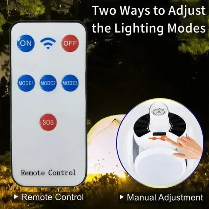 Solar Energy Camping Lamp 5 Modes SOS Waterproof USB Rechargeable LED Remote Control Foldable Lantern Portable Emergency Lamp