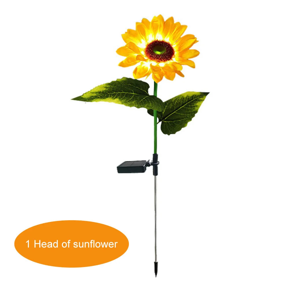 LED Solar Sunflowers Rose Flower Light Home Decorative Flower Lights Garden Decoration Lawn Lamp Waterproof Landscape Rose Light