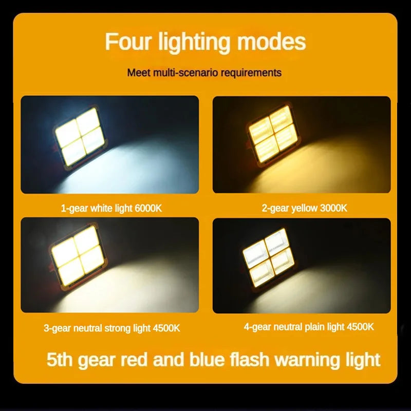 Solar Powered Led Streetlight Outdoor Portable Waterproof Flashlight Reflector Spotlight Projector Floodlight Construction Light