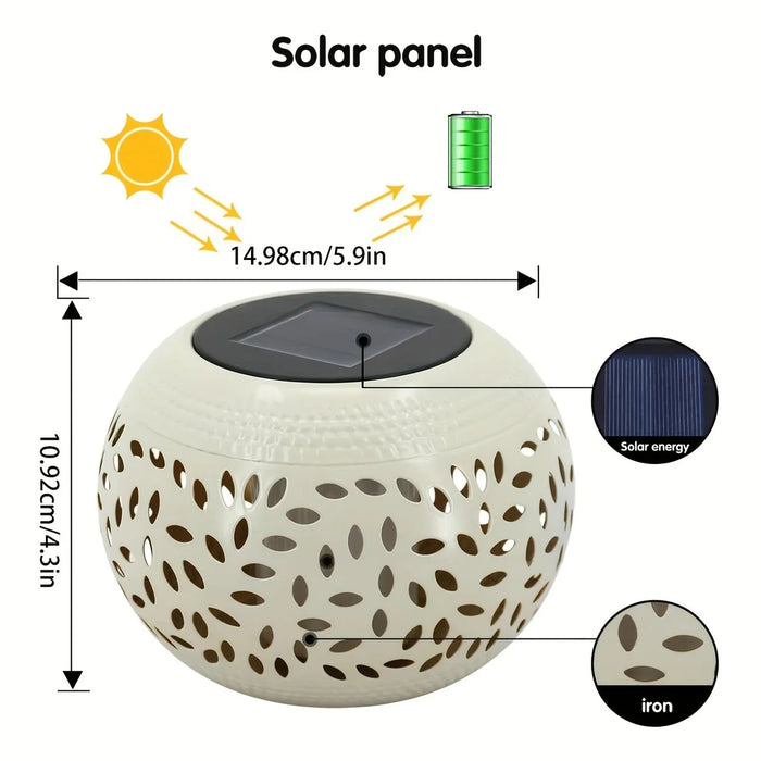 Solar Table Lanterns Outdoor Waterproof - LED Lamp White Metal Table Lights -Solar Powered Decorative Lantern for Desk Patio