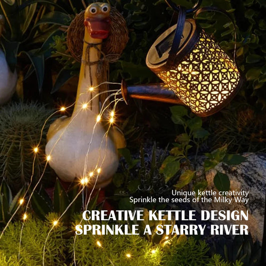 Solar Garden Lights Outdoor Hanging Watering Can Lantern Retro LED Solar Lights Patio Yard Lawn Walkway Terrace Decorations