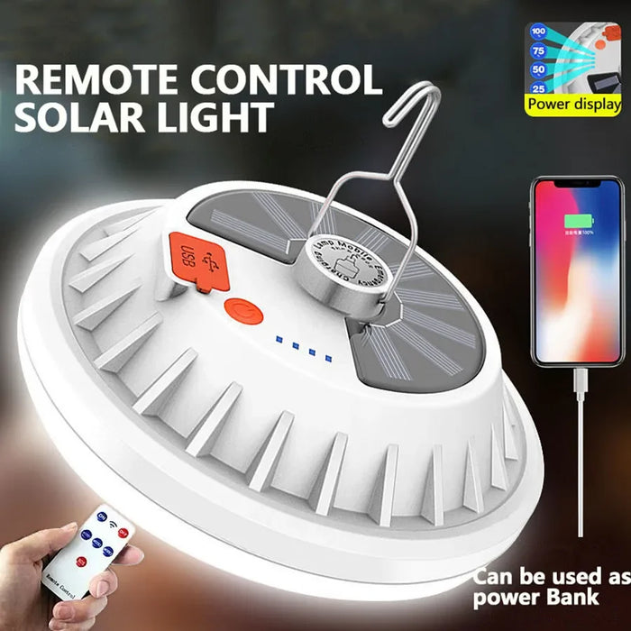 Solar Led Camping Light Outdoor Waterproof Remote Control Tent Lamps USB Rechargeable Portable Lanterns Emergency Night Lights
