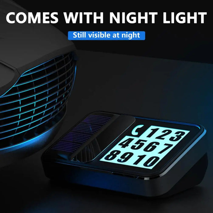 Car Solar Charging Parking Number Plate Luminous LED Digital Temporary Parking Card Auto Stop Phone Number Card For Car Supplies