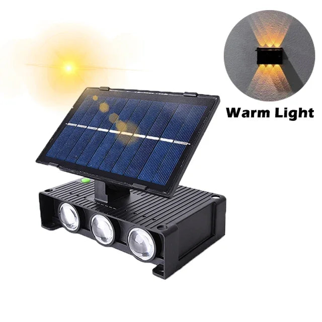 Outdoor Solar Wall Lamp Upper Lower Light Emitting Exterior Wall Lamp Waterproof LED Outdoor Lighting Dual Head Courtyard