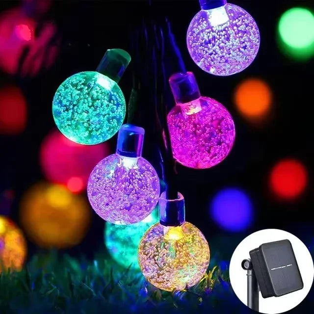 LED Solar Light String Outdoor Waterproof Christmas Decoration 200led Crystal Ball Camping Fairy Garland Garden Party Lamp