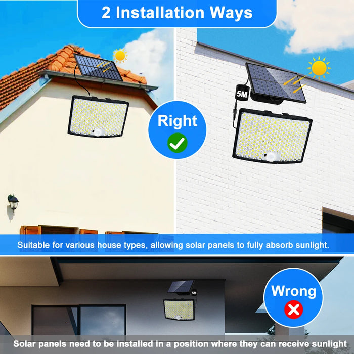Solar Security Lights Motion Sensor Outdoor 318/238/226LED Garden Lights Waterproof Split Flood Wall Lights Solar Powered 3 Mode