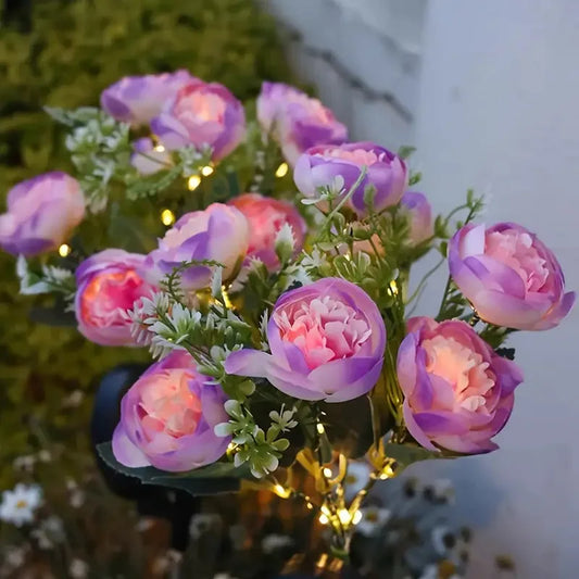 Solar Powered Flower Lights, LED Peony Flower Lamps for Outdoor Solar Garden Lights, Outdoor Solar Lawn Lights for  Yard, Lawn