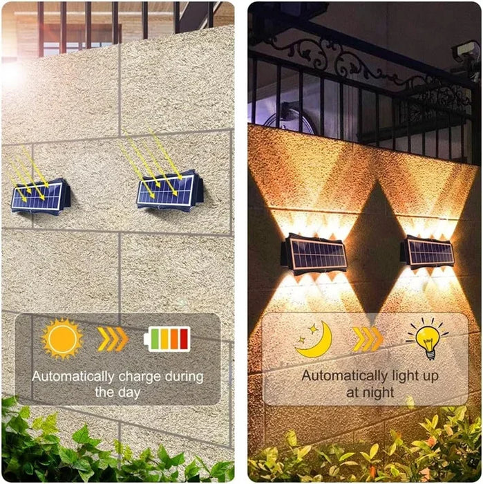 Solar Wall Lamp Outdoor LED Solar Light Waterproof Up And Down Luminous Lighting Yard Garden Decoration Solar Powered Lights