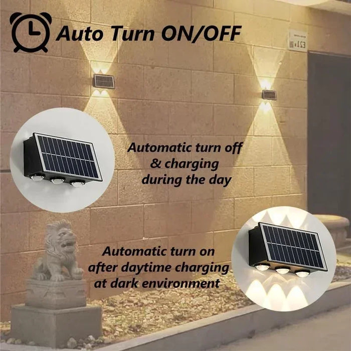 Solar Lights for Outside Solar Fence Lights Outdoor Waterproof LED Up and Down Solar Wall Lamp Porch Decor Garage Yard Garde