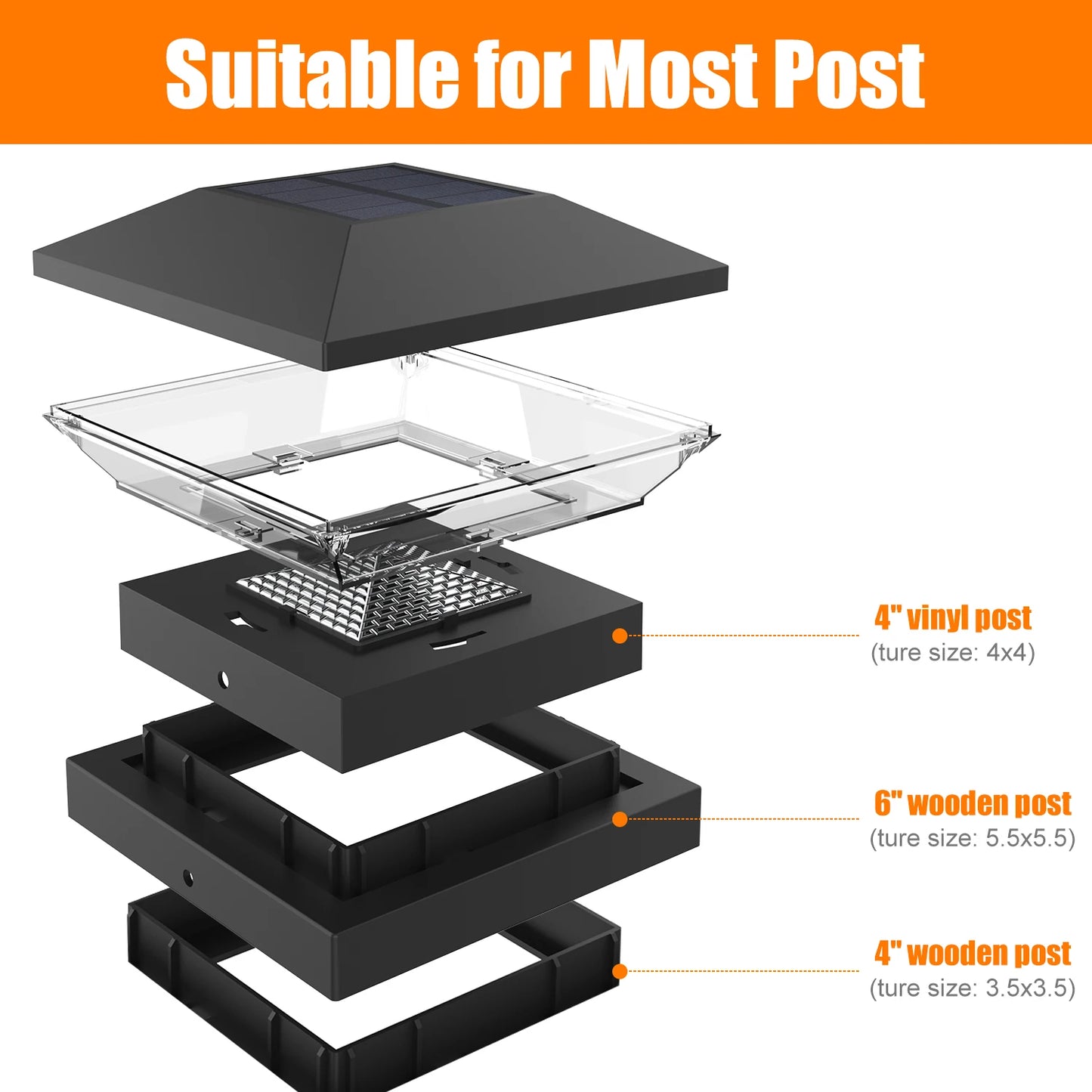 2PCs Solar Light Outdoor IP65 Solar Post Light Villa Column Lamp Fence Gate Pillar Head LED Lamp For House Gate Patio Garden