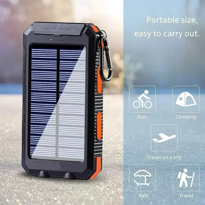 NEW 200000mAh Solar Power Bank Portable Charging Poverbank External Battery Charger Strong Light LDE Light for All Smartphones