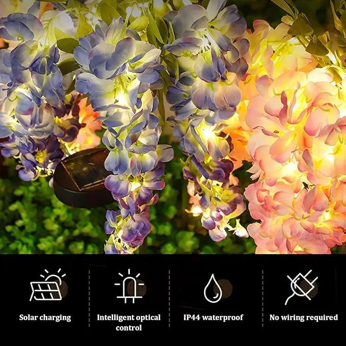 Solar Flowers Outdoor Waterproof 4 Branch Flower Vines 80cm 2 Lightning Modes Solar Garden Lights Outdoor for Garden Yard Decor