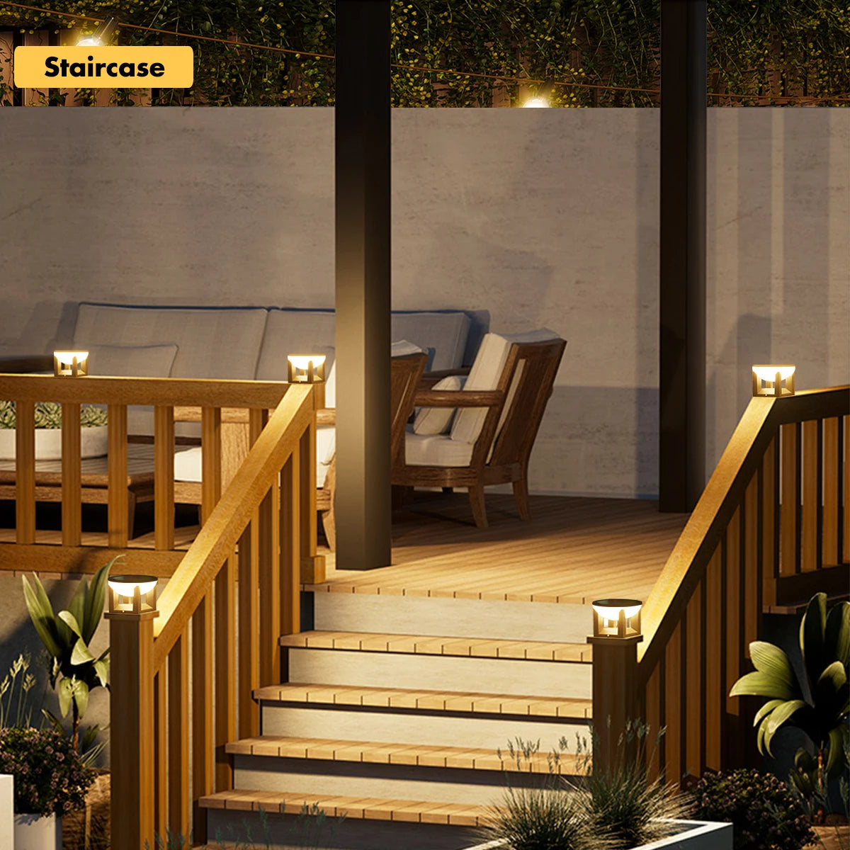 Solar Post Lights Outdoor Pillar Light Waterproof Modern Column Lamp LED Lantern Solar Powered Landscape Lighting For Patio Yard