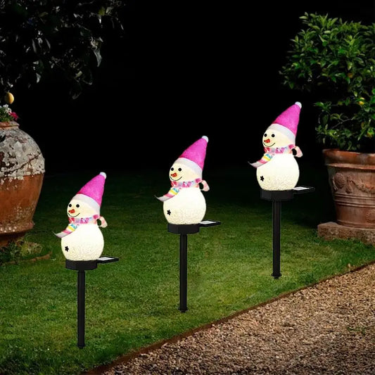 Snowman Stake Lights Solar Powered Snowman Lights Waterproof Solar Christmas Decorations Outdoor Solar Energy For Christmas