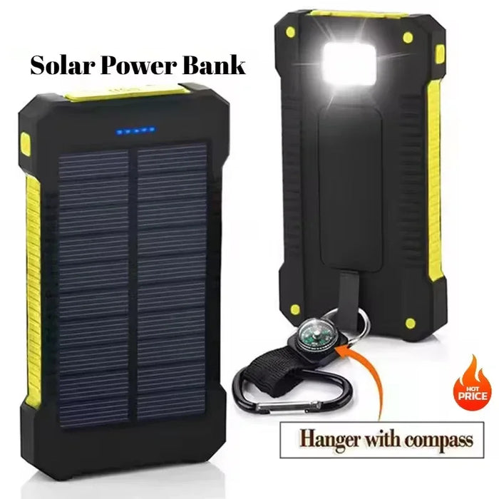 Hot Solar Power Bank 200000mAh Large Capacity Portable Charger External Battery for Samsun Xiaomi Huawei Powerbank W/ Compass