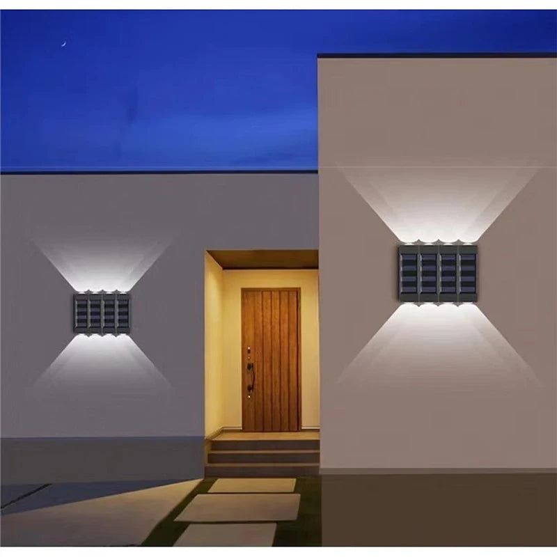 1~4Pack Solar Wall Lights Outdoor 16LED Waterproof Lamp Up And Down Convex Lens Lighting For Garden Landscape Balcony Decoration