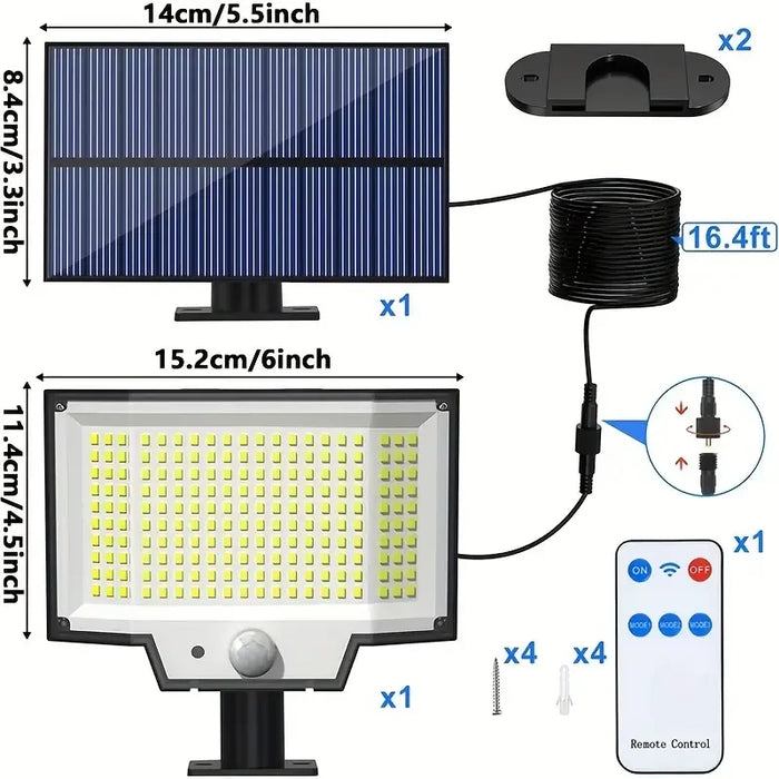 Solar Security Light 200 LED Motion Sensor, Waterproof Outdoor Garden Light with 3 Modes for Pathway Christmas Gifts