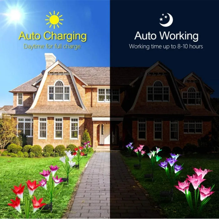 Outdoor Solar Lights Solar Garden Lawn Lights Bigger Lily Flowers landscape lighting for Outdoor Patio Yard Garden Decoration