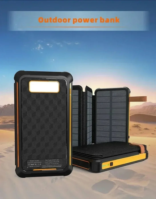 Solar Power Bank Waterproof Outdoor Camping Portable Folding Solar Panels 5V 2A USB Output Sun Power For Phone Real capacity