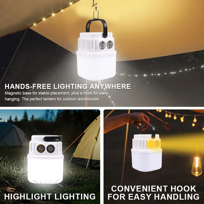 1000W Outdoor Solar LED Camping Light USB Rechargeable Tent Lamp Portable Lanterns Emergency Lights For BBQ Hiking Night Market