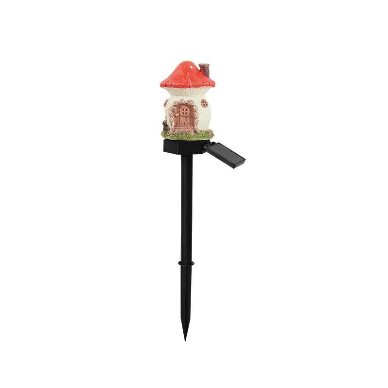 Solar Lawn Light Resin Craft Miniature Fairy Mushroom House Solar Powered Garden Yard Outdoor Decor Lamps Christmas Lamp