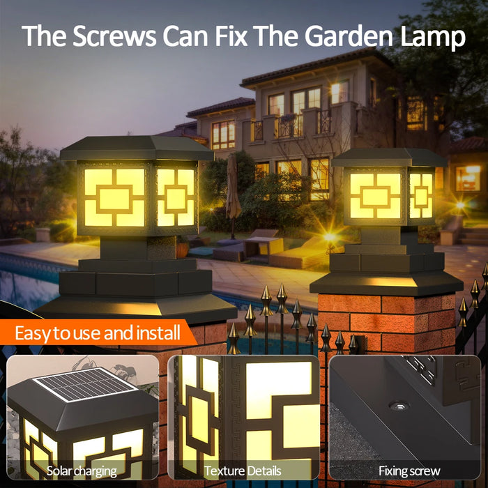 Outdoor Solar Stigma Post Cap Lights, Waterproof LED Bulb Included, Lawn Landscape Pillar Head Lamp for Garden, Patio, Pathway