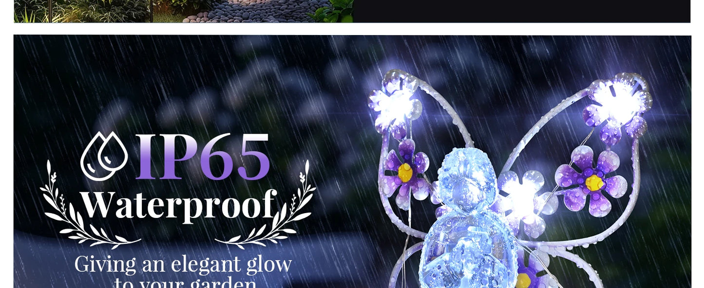 Solar Garden Light Angel Solar Landscape Decorative Light Outdoor Waterproof Solar Pathway Lights Grave Cemetery Sympathy Gift