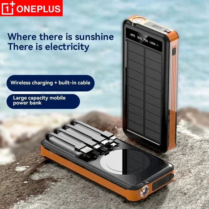 OnePlus Solar Power Bank Waterproof Outdoor Camping Portable Folding Solar Panels USB Output Sun Power For iPhone Real Capacity