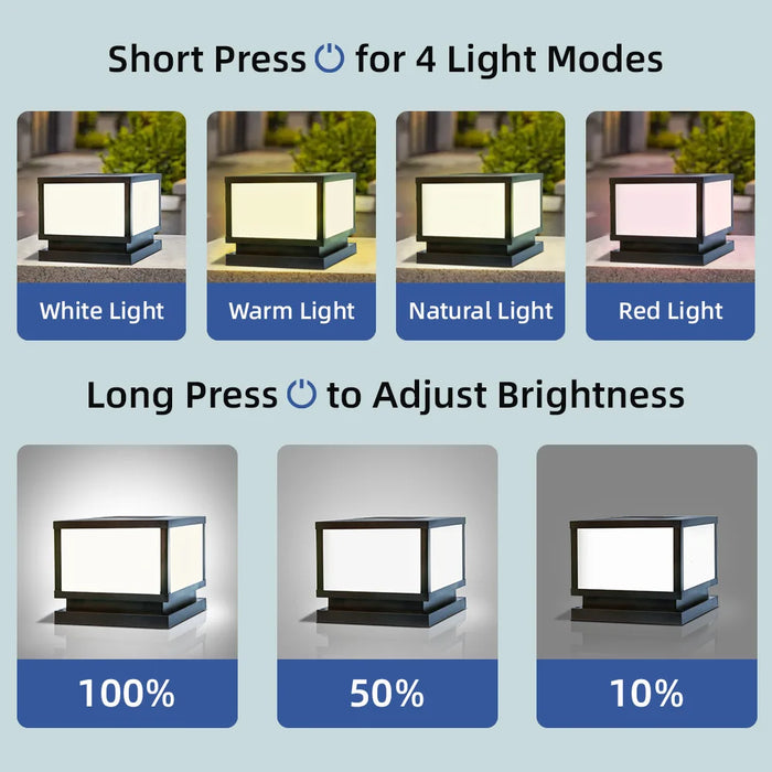Solar Column Light Garden Solar Lamps Waterproof LED Solar Pillar Light Timed Remote Control LED Outdoor Lighting Courtyard Lamp
