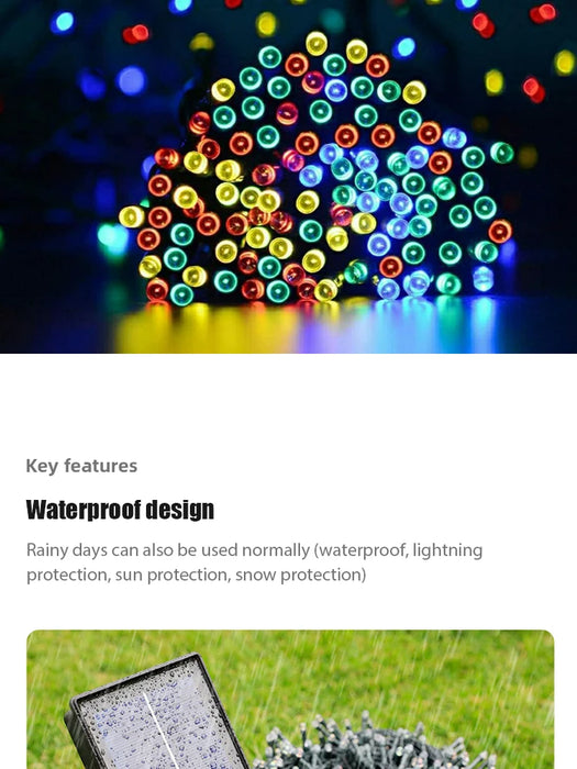 Led Solar String Lights 7m 50 Lights 8 Patterns Solar Fairy String Lights Waterproof Garden Wedding Party Decoration