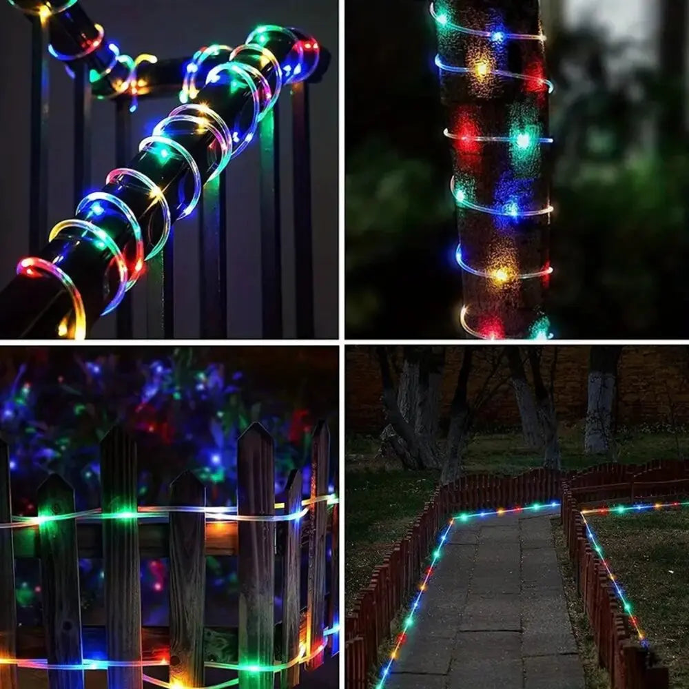 Outdoor Solar Tube Rope Led Light Christmas Garden Decoration Fairy String Lights 22M/12M/7M Wedding Party Led Garland Lamp